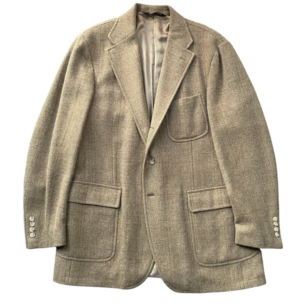 Polo Ralph Lauren Wool Blazer Size 46L Brown Alpaca Wool Classic Made Italy
